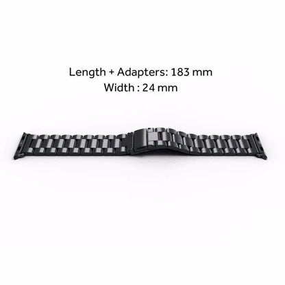 Precision Stainless Steel Link Bracelet for Apple Watch – 38mm to 49mm Connector Fit – Adjustable Wrist Band with Butterfly Clasp for