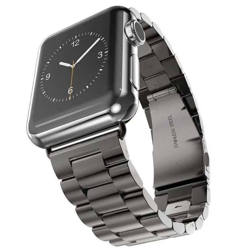 Precision Stainless Steel Link Bracelet for Apple Watch – 38mm to 49mm Connector Fit – Adjustable Wrist Band with Butterfly Clasp for