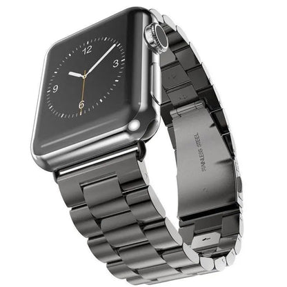 Precision Stainless Steel Link Bracelet for Apple Watch – 38mm to 49mm Connector Fit – Adjustable Wrist Band with Butterfly Clasp for