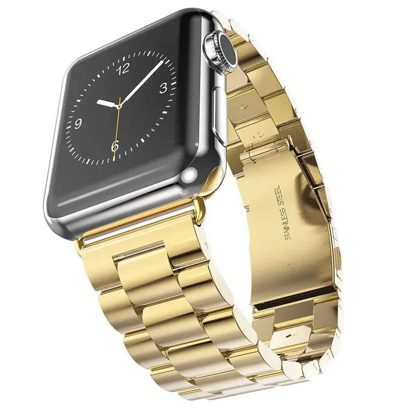 Precision Stainless Steel Link Bracelet for Apple Watch – 38mm to 49mm Connector Fit – Adjustable Wrist Band with Butterfly Clasp for