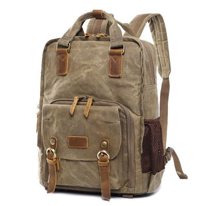 Water-Resistant Waxed Canvas Backpack for DSLR and 15-Inch Laptop