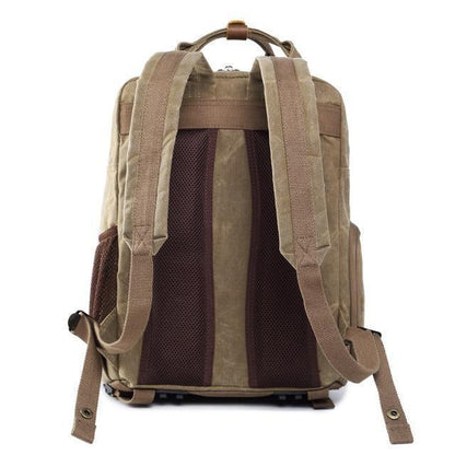 Water-Resistant Waxed Canvas Backpack for DSLR and 15-Inch Laptop