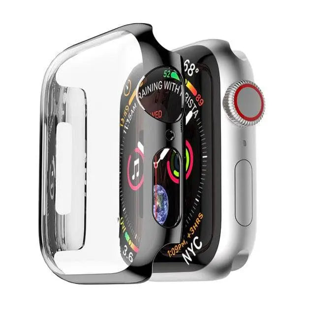 Snap-On Shield for Apple Watch – Full-Edge Guard with Screen Film – 38mm to 44mm Series 1/2/3/4 – Five Finishes