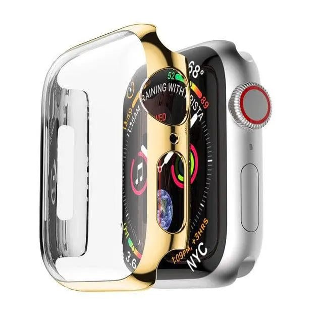 Snap-On Guard with Tempered Glass Screen Shield for Apple Watch Series 1-6 – 38mm, 40mm, 42mm, 44mm Full Body Protection Case