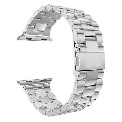 Precision Stainless Steel Link Bracelet for Apple Watch – 38mm to 49mm Connector Fit – Adjustable Wrist Band with Butterfly Clasp for