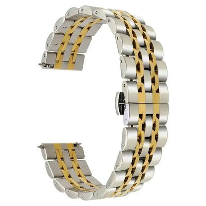 Metal Watch Strap for Samsung Galaxy Watch 22mm Connector Width Stainless Steel Triple-Link Bracelet Adjustable Clasp Silver Rose Gold