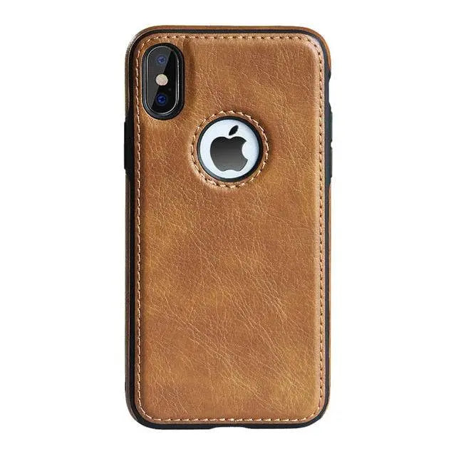 Vintage Leather iPhone Case | Precise Fit Shell for iPhone 6-XR with Raised Edges & Camera Protection | Grip-Enhanced Phone Cover