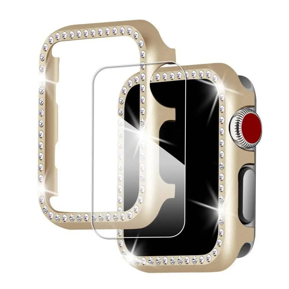 Embellished Metal Watch Case & Bracelet-Style Band Bundle for Apple Watch 38-44mm
