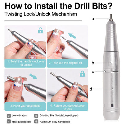 Cordless Electric Nail Drill 45000 RPM Rechargeable Manicure Tool Kit for Acrylic Nails Gel Polish Removal Pedicure Filing Shaping Polishing