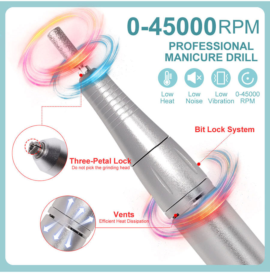 Cordless Electric Nail Drill 45000 RPM Rechargeable Manicure Tool Kit for Acrylic Nails Gel Polish Removal Pedicure Filing Shaping Polishing