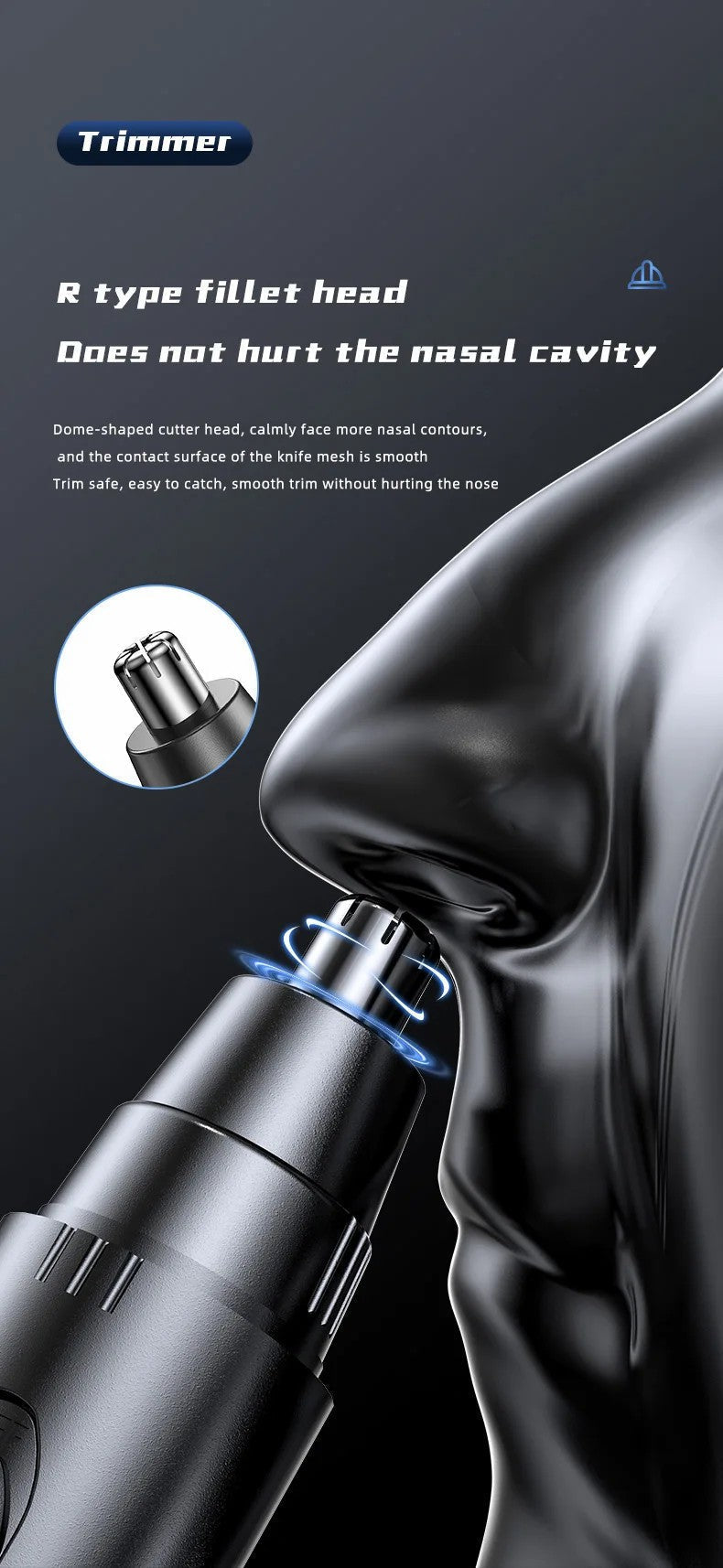 Rechargeable Electric Trimmer for Nose and Ears – Unisex Wet/Dry Grooming