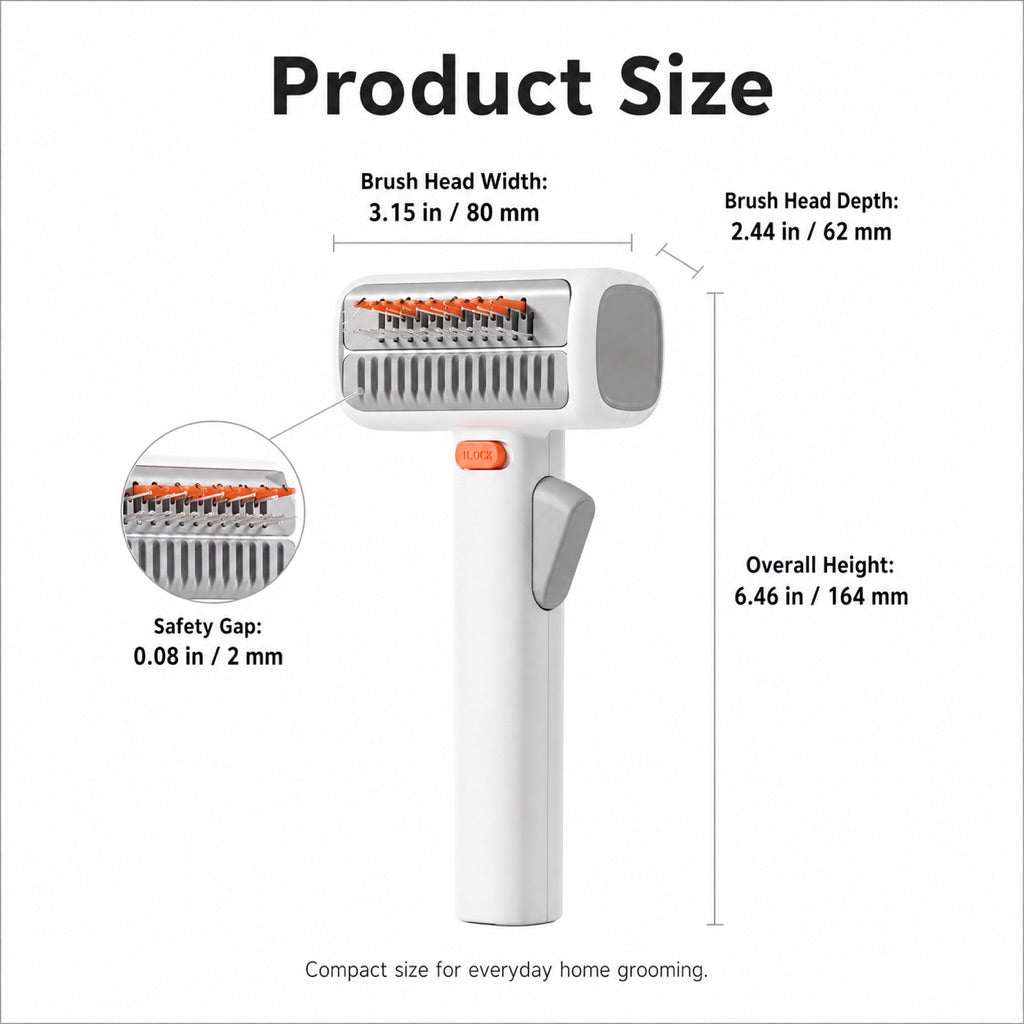 Ortekor Self-Cleaning Pet Grooming & Dematting Brush for Cats & Dogs - At-Home Deshedding Comb for Loose Fur, Tangles & Couch Hair
