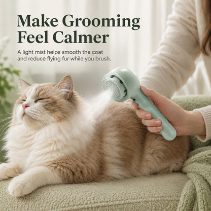 Ortekor Pet Spray Grooming Brush for Cats & Dogs - Gentle Mist De-Shedding Comb for Loose Fur, Flying Hair & Daily Coat Care