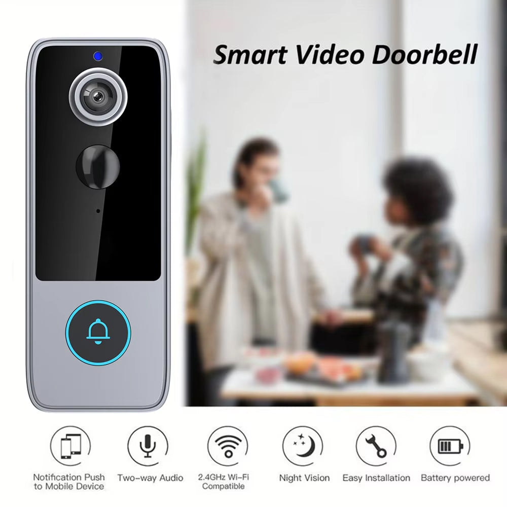 Smart Video Doorbell with HD Camera, Night Vision & Two-Way Audio – Wireless, Battery Powered, Weatherproof Security for Front Door &