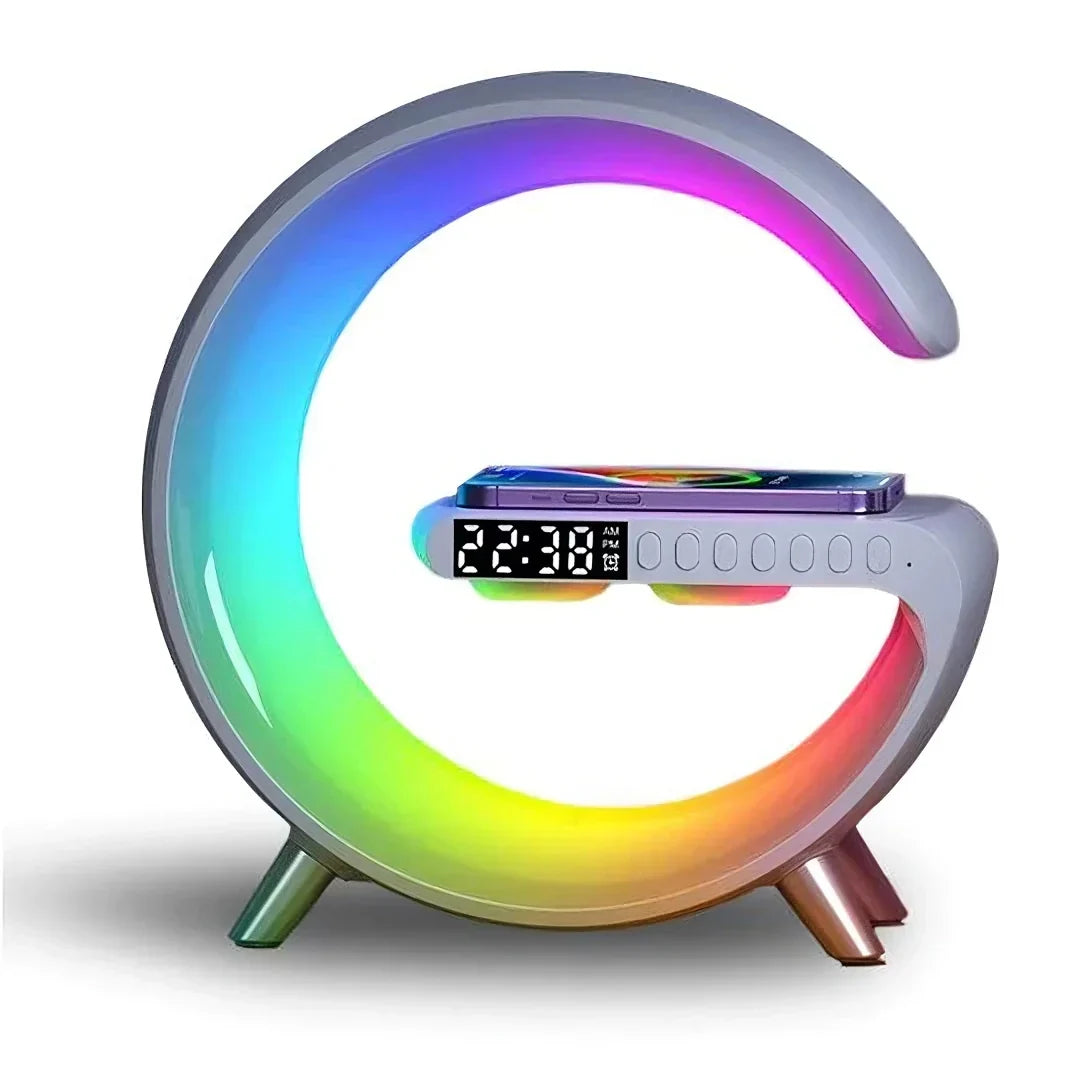 Digital Alarm Clock with Bluetooth Speaker & Wireless Charging Pad for Nightstand