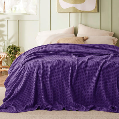 Cotton Throw Blanket Cooling, Bamboo Cooling Blanket for Hot Sleepers, Lightweight Queen Size Blanket for Summer