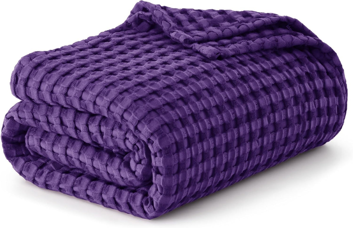 Cotton Throw Blanket Cooling, Bamboo Cooling Blanket for Hot Sleepers, Lightweight Queen Size Blanket for Summer