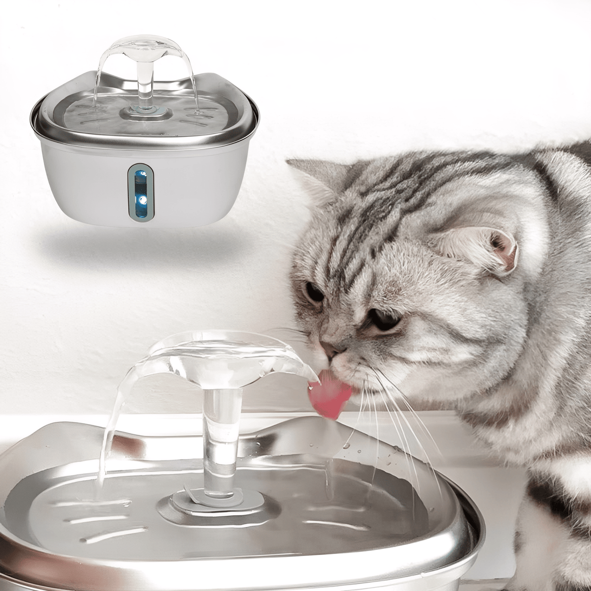 Stainless Steel Pet Water Fountain with Filter 3 Liter Automatic Flow for Cats & Small Dogs