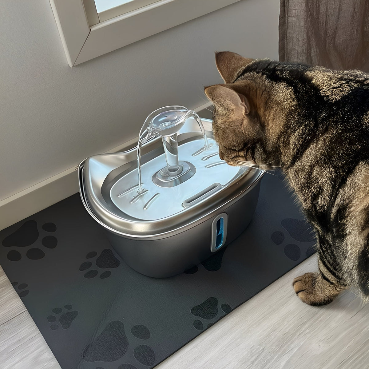 Stainless Steel Pet Water Fountain with Filter 3 Liter Automatic Flow for Cats & Small Dogs