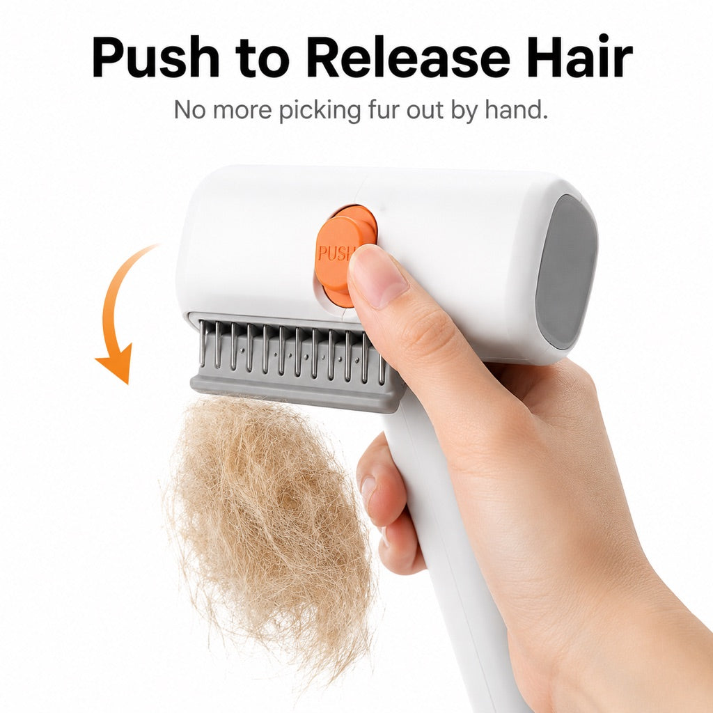 Ortekor Self-Cleaning Pet Grooming & Dematting Brush for Cats & Dogs - At-Home Deshedding Comb for Loose Fur, Tangles & Couch Hair