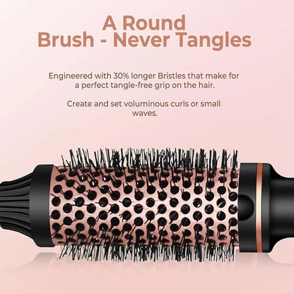3-in-1 Heated Styling Brush with Ionic Technology for Smooth, Frizz-Free Hair – Fast Heat, 9 Temperature Levels – Multi-Function Curling &