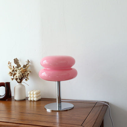 Sculptural Chrome and Frosted Glass Nightstand Lamp with Soft Glow LED for Bedroom, Desk, Living Room Accent Lighting