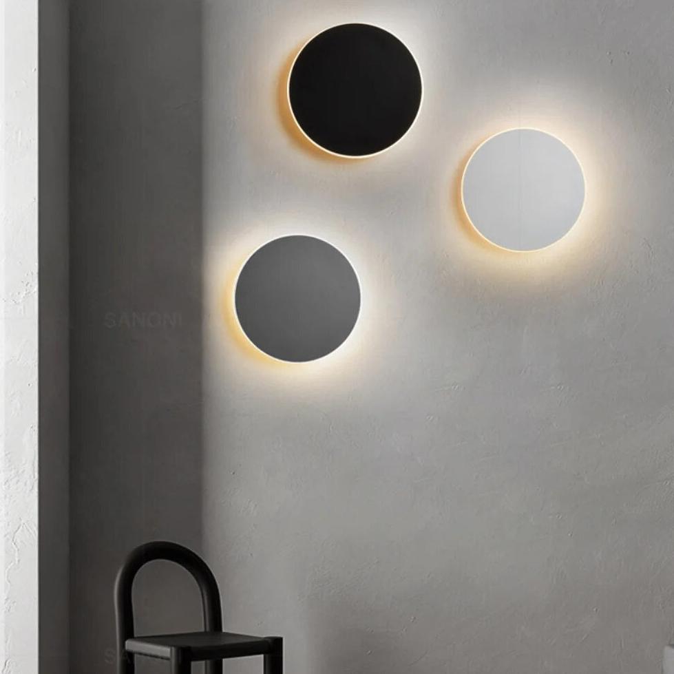 Round LED Sconce 10W Aluminum Fixture 12 Inch Warm White Light for Bedroom Hallway Living Room Modern Minimalist Touch Control or Standard S