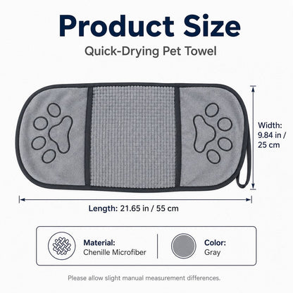 Ortekor Quick-Drying Pet Towel for Bath Time & Rainy Walks - Soft Chenille Mitt for Wet Fur & Muddy Paws