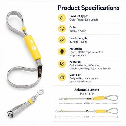 Ortekor Quick-Tether Dog Leash for Cafes, Patios & Parks - Keep Your Dog Close Hands-Free
