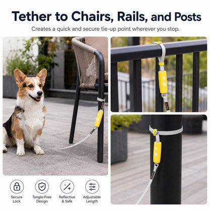 Ortekor Quick-Tether Dog Leash for Cafes, Patios & Parks - Keep Your Dog Close Hands-Free