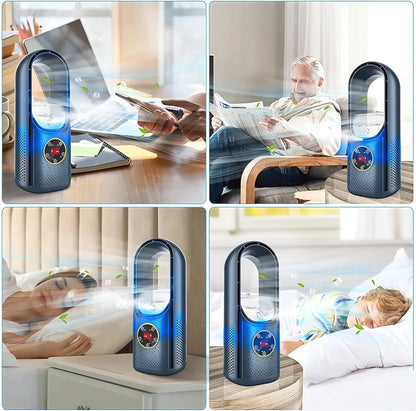 Compact Tower Fan Bladeless Design Whisper Quiet Portable USB Powered Air Circulator Cooler for Bedroom Office Desktop Home Cooling Energy E