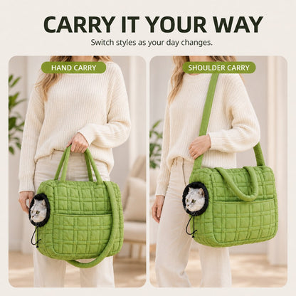 Ortekor Quilted Pet Carrier Tote for Cats & Small Dogs – Easy Hand & Shoulder Carry for Walks, Errands & Everyday Outings