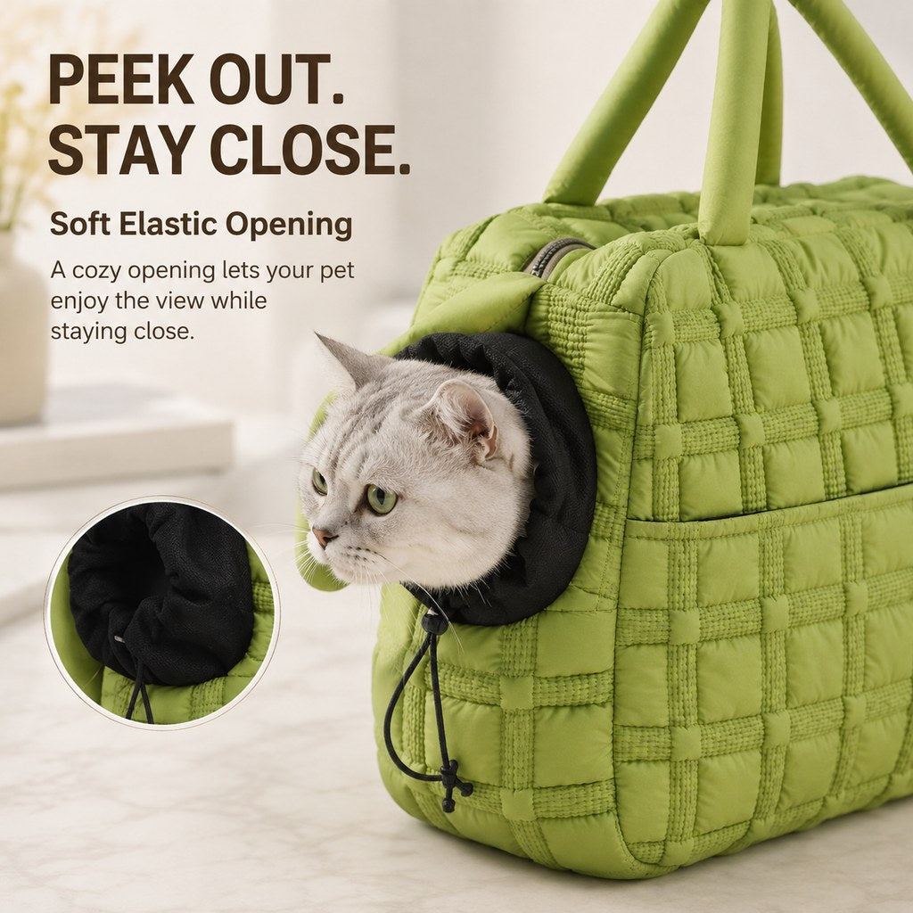 Ortekor Quilted Pet Carrier Tote for Cats & Small Dogs – Easy Hand & Shoulder Carry for Walks, Errands & Everyday Outings