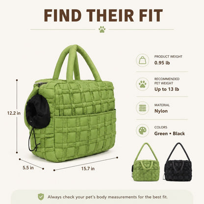 Ortekor Quilted Pet Carrier Tote for Cats & Small Dogs – Easy Hand & Shoulder Carry for Walks, Errands & Everyday Outings