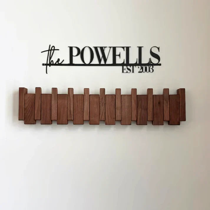 Wall-Mount Piano Key Coat Rack in Solid Wood for Entryway & Bedroom