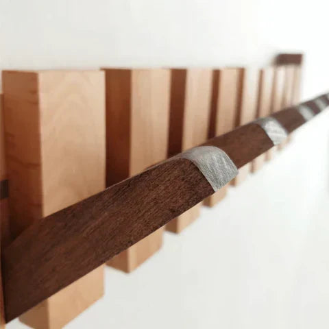 Wall-Mounted Coat Rack with Wooden Piano Key Design for Entryway