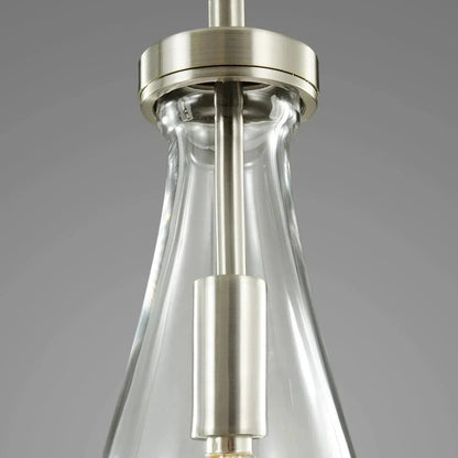 5-Light Glass Drop Chandelier, 14 Inch Round Ceiling Fixture with Cascading Crystal Pendants for Dining Room & Entryway