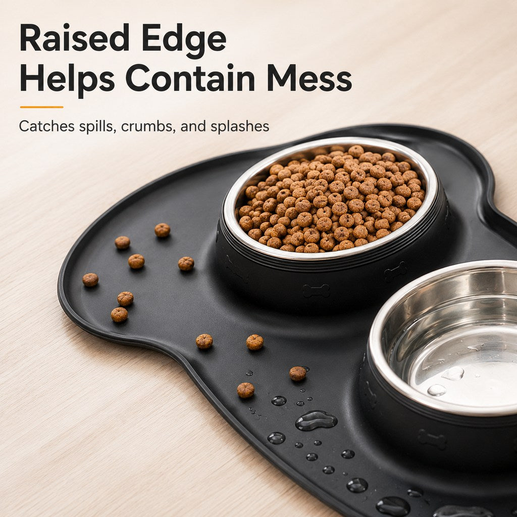 Ortekor Spill-Proof Dual Pet Bowl for Cats & Dogs - Mess-Free Food & Water Station for Cleaner Floors