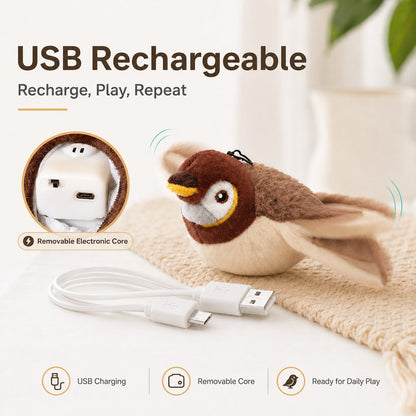 Ortekor Rechargeable Interactive Cat Toy - Flapping Bird, Plush Animal & Motion Activated Toys for Indoor Cats