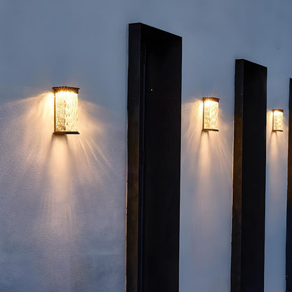 Outdoor Porch Sconce Dark Brown 11 in Height Rippled Glass LED Fixture 16W Warm White for Patio Garden Facade Entryway Exterior Weatherproof