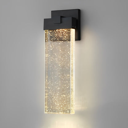 Outdoor Sconce with Crystal Diffuser – Black Aluminum, Warm White LED, Waterproof for Front Door, Patio, Garden Path & Driveway – Three Size