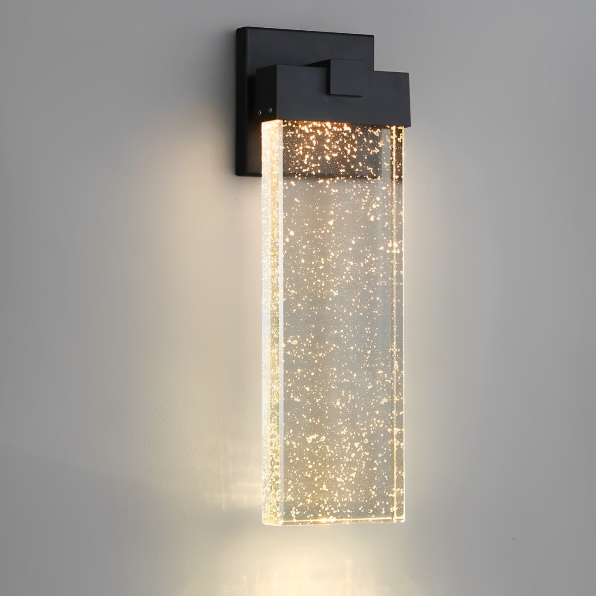 Outdoor Sconce with Crystal Diffuser – Black Aluminum, Warm White LED, Waterproof for Front Door, Patio, Garden Path & Driveway – Three Size