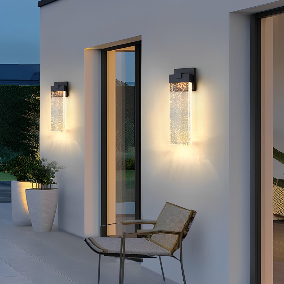 Outdoor Sconce with Crystal Diffuser – Black Aluminum, Warm White LED, Waterproof for Front Door, Patio, Garden Path & Driveway – Three Size