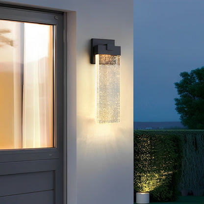 Outdoor Sconce with Crystal Diffuser – Black Aluminum, Warm White LED, Waterproof for Front Door, Patio, Garden Path & Driveway – Three Size
