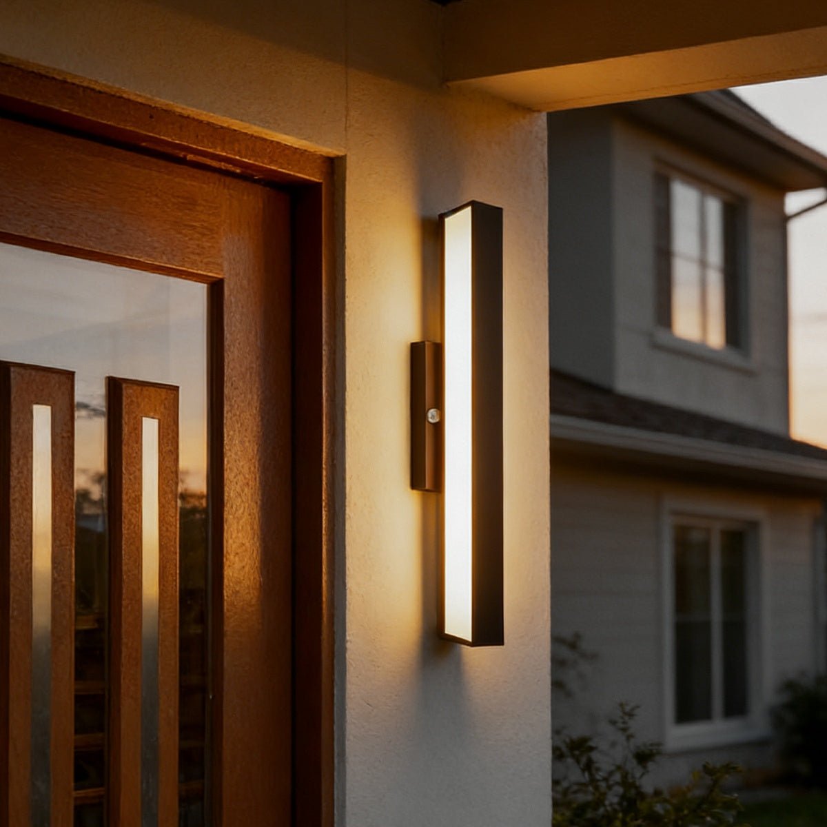 Motion Sensor Outdoor Wall Light Black Stainless Steel LED Sconce for Entrance Porch Doorway Waterproof Modern Exterior Fixture 12.6 in