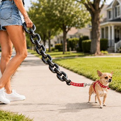 Ortekor Oversized Chain Dog Leash & Collar Set for Small Dogs - Make Everyday Walks Stand Out