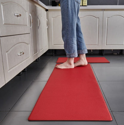 Anti-Fatigue Kitchen Floor Mat - Non-Slip Cushioned Standing Mat for Cooking - Wipe-Clean PVC Runner Rug - 5 Sizes - Red, Green, Black