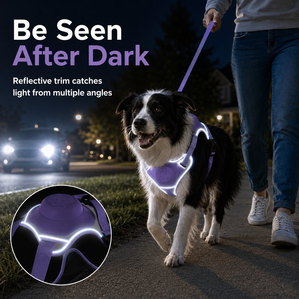 Ortekor No-Pull Reflective Dog Harness with Built-In Retractable Leash for Safer Daily Walks