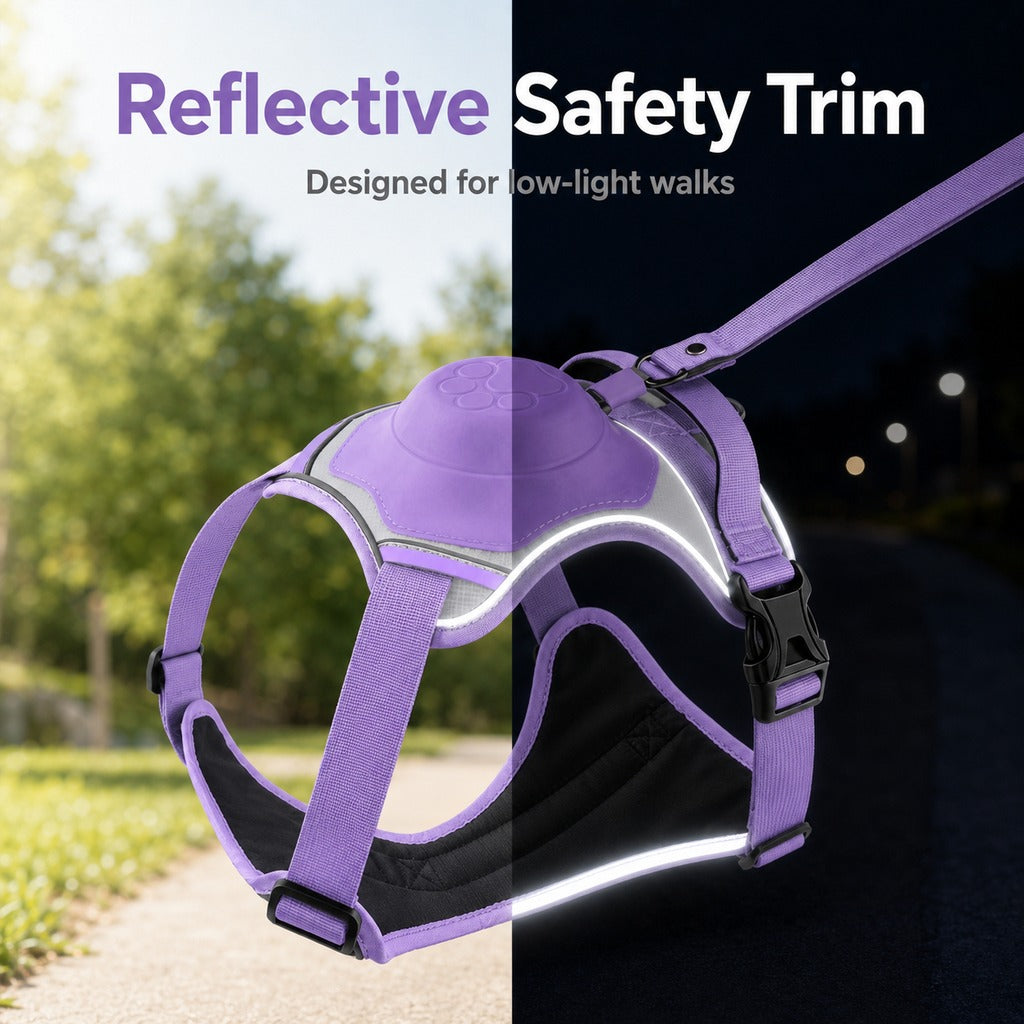 Ortekor No-Pull Reflective Dog Harness with Built-In Retractable Leash for Safer Daily Walks