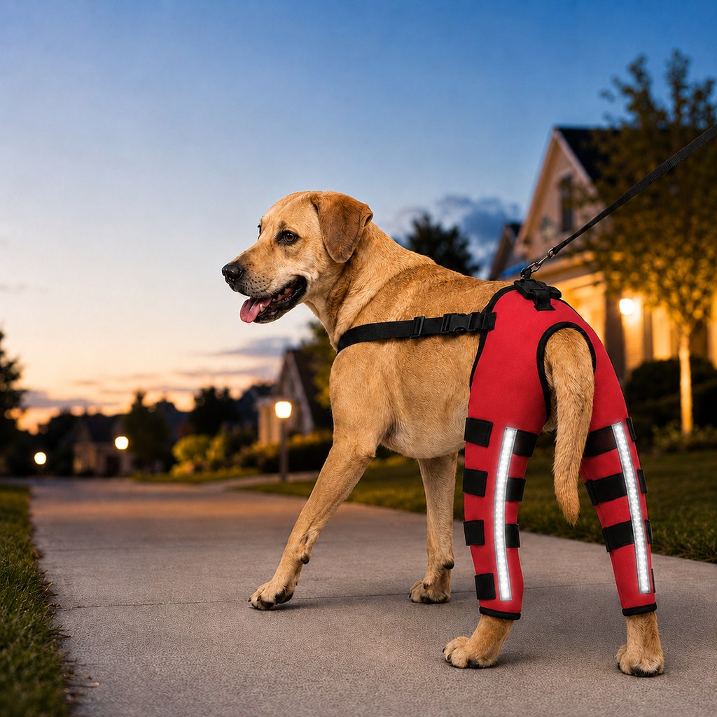 Ortekor Reflective Dog Rear Leg Support Brace for Evening Walks & Recovery Comfort